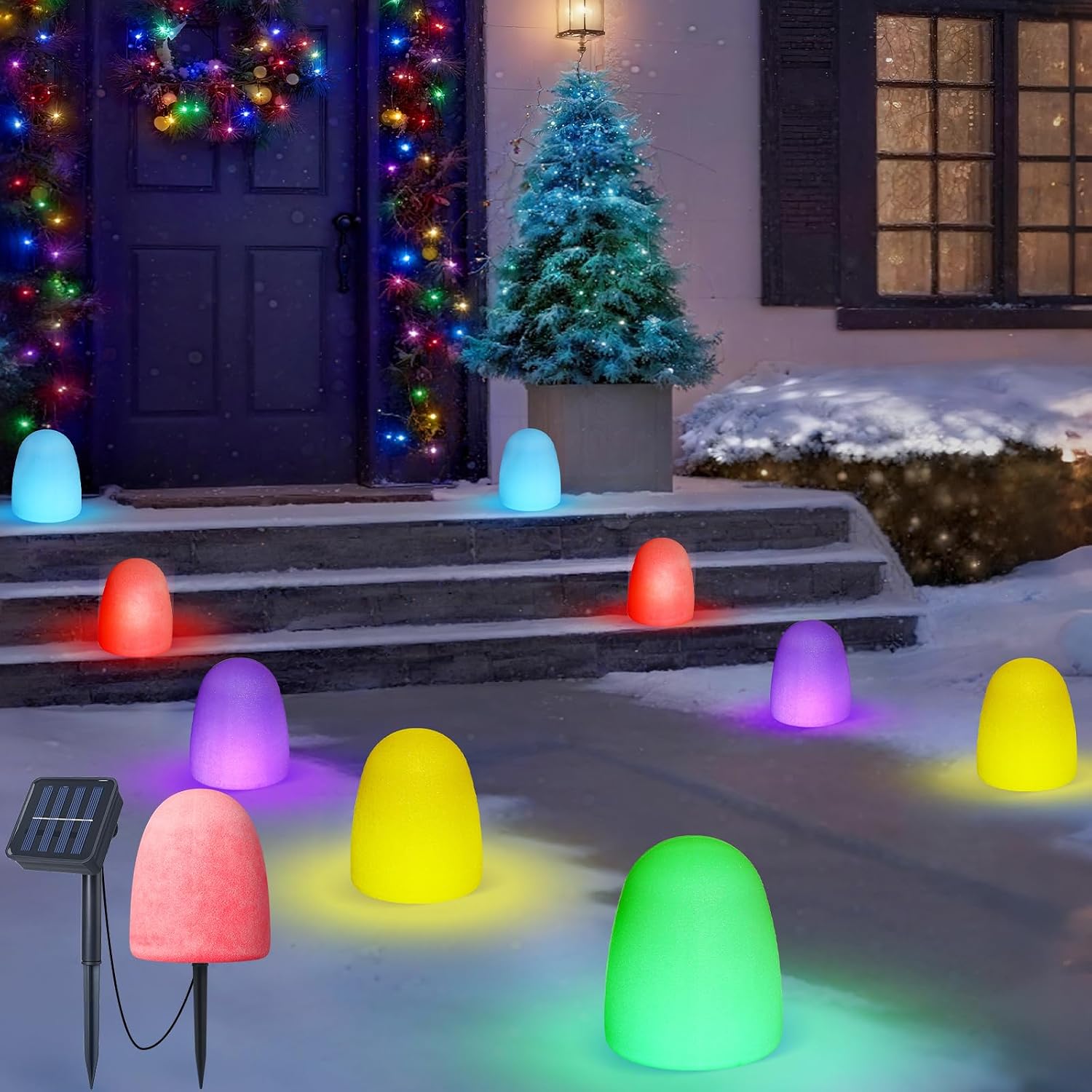 Solar Garden Light - Luzes solares coloridas para caminhos, pacote